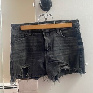 Old Navy Black Jean Shorts Distressed Frayed Hem